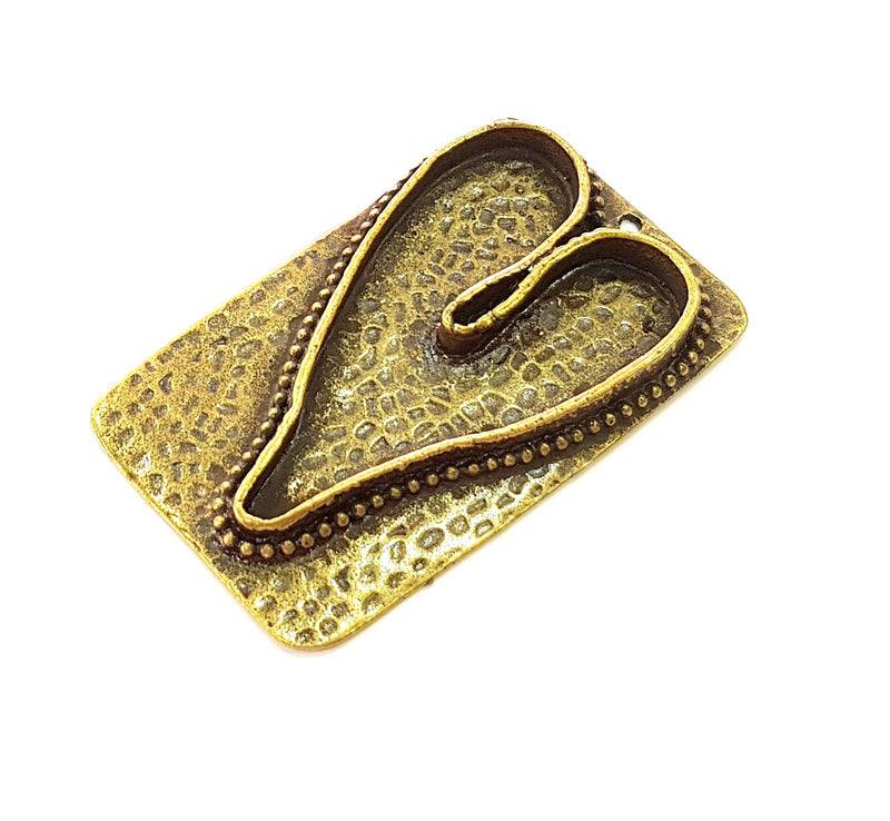 Antique Bronze Pendant Blank Bezel Base Setting Necklace Blank Resin Blank Mountings Antique Bronze Plated Brass ( 56x33mm )  G8519