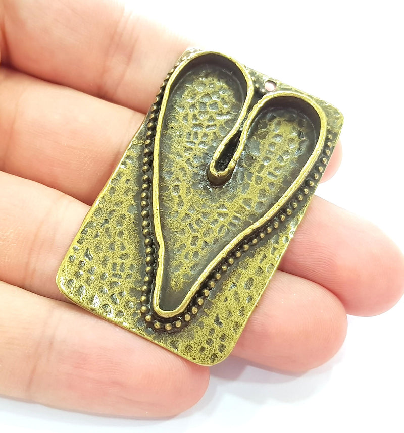 Antique Bronze Pendant Blank Bezel Base Setting Necklace Blank Resin Blank Mountings Antique Bronze Plated Brass ( 56x33mm )  G8519