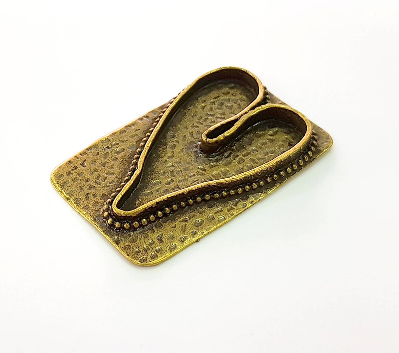 Antique Bronze Pendant Blank Bezel Base Setting Necklace Blank Resin Blank Mountings Antique Bronze Plated Brass ( 56x33mm )  G8519