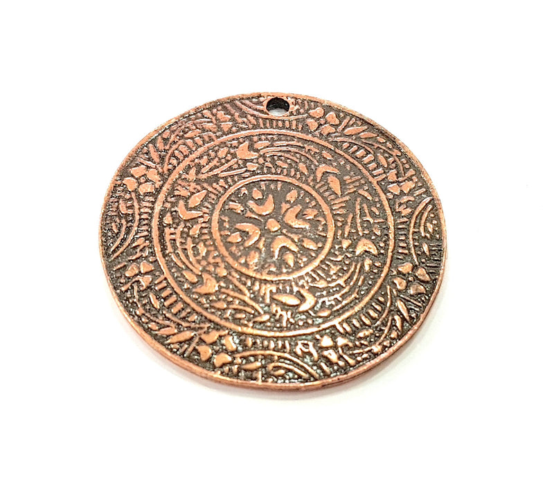 Antique Copper Medallion Pendant Antique Copper Plated Pendant (37mm) G8525