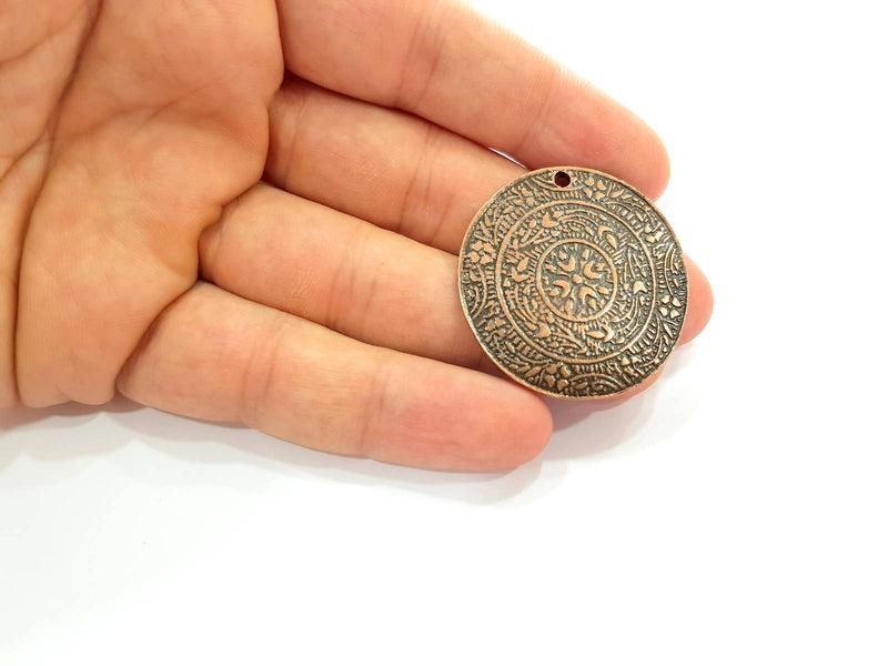 Antique Copper Medallion Pendant Antique Copper Plated Pendant (37mm) G8525