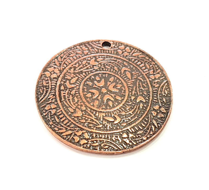 Antique Copper Medallion Pendant Antique Copper Plated Pendant (37mm) G8525