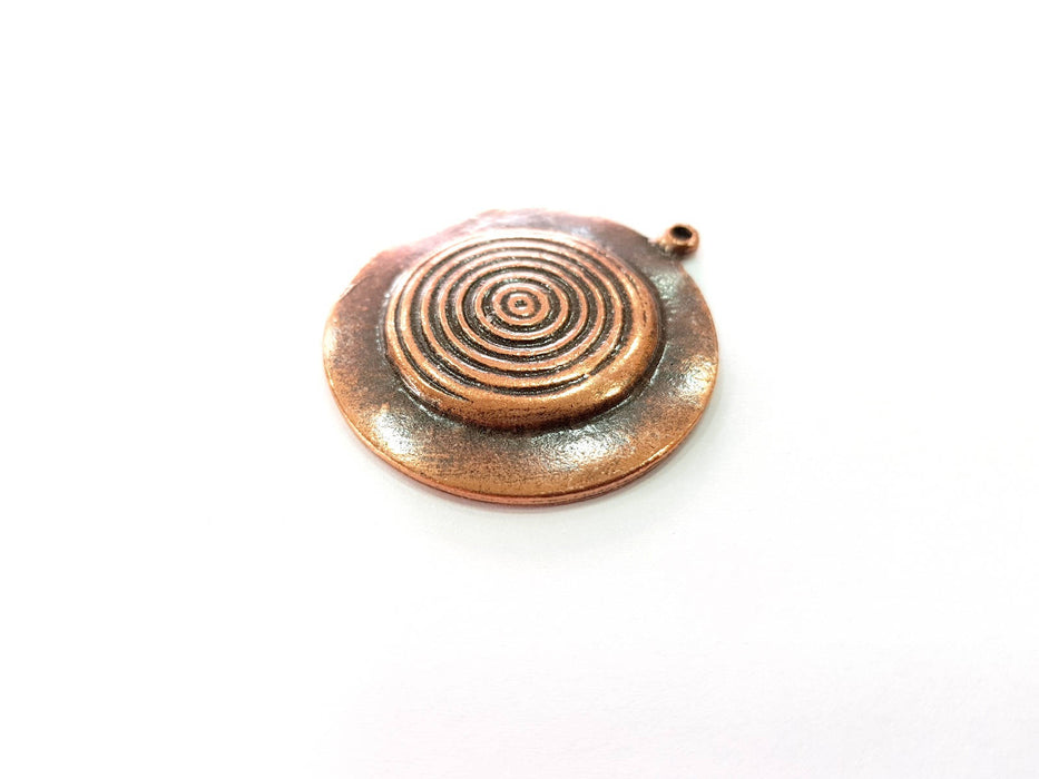 2 Antique Copper Medallion Pendant Antique Copper Plated Pendant (32mm) G8526