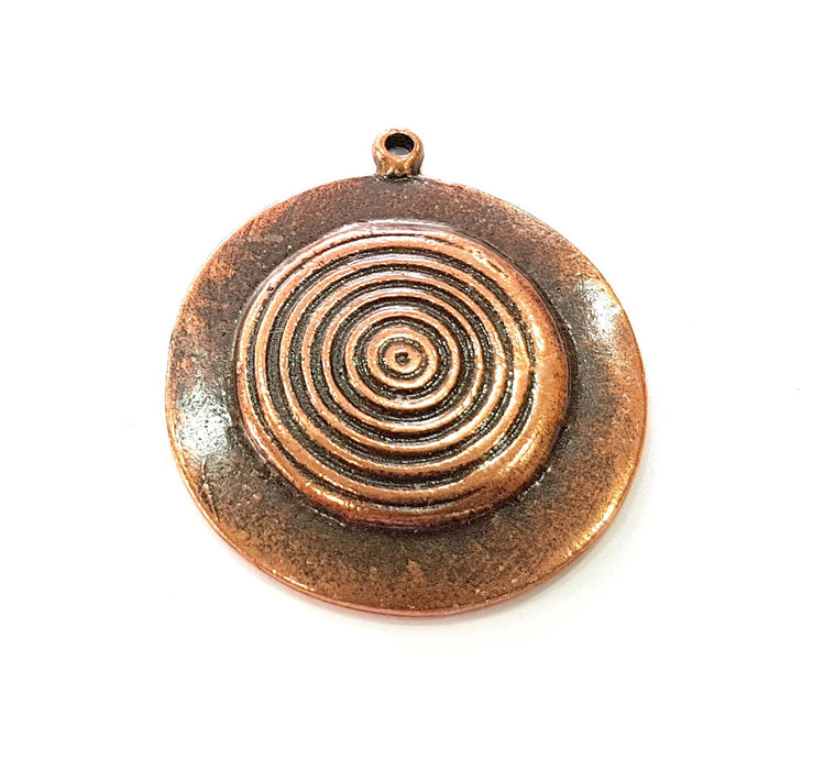 2 Antique Copper Medallion Pendant Antique Copper Plated Pendant (32mm) G8526