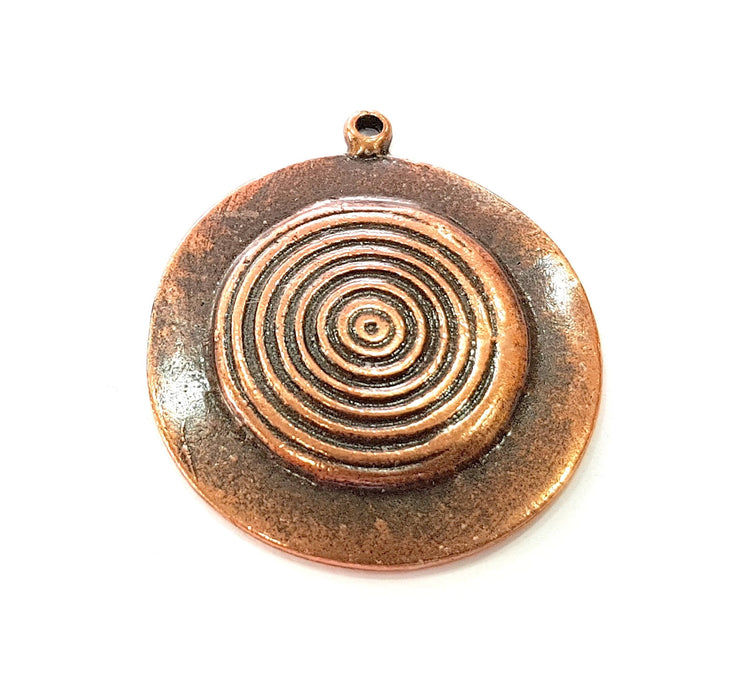 2 Antique Copper Medallion Pendant Antique Copper Plated Pendant (32mm) G8526