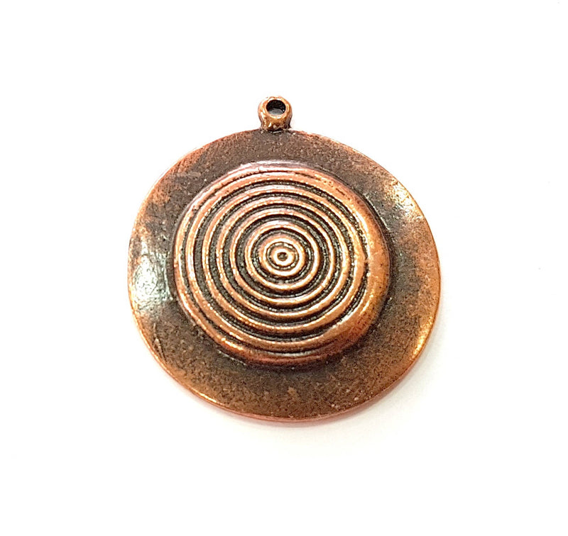 2 Antique Copper Medallion Pendant Antique Copper Plated Pendant (32mm) G8526