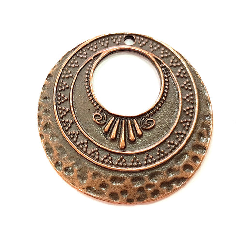 2 Antique Copper Medallion Pendant Antique Copper Plated Pendant (41mm) G8527