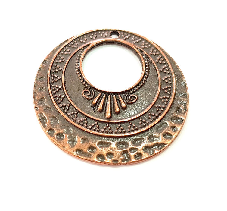 2 Antique Copper Medallion Pendant Antique Copper Plated Pendant (41mm) G8527