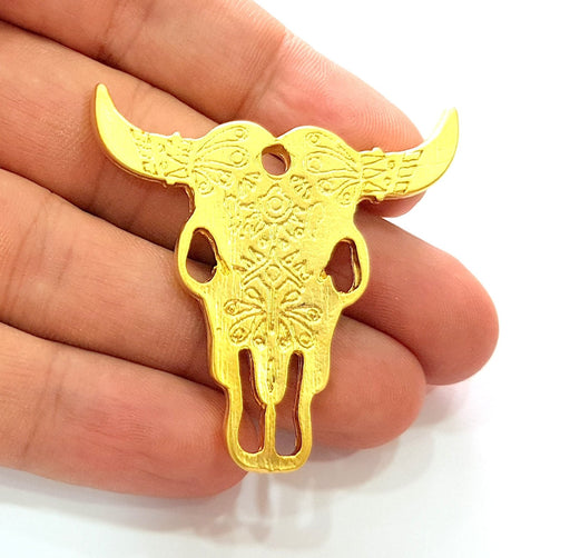 Ox Head Skull Pendant Gold Pendant  Pendant Gold Plated Pendant (48x47mm)  G8531