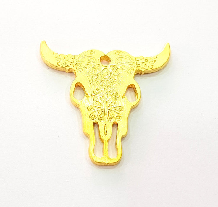 Ox Head Skull Pendant Gold Pendant  Pendant Gold Plated Pendant (48x47mm)  G8531