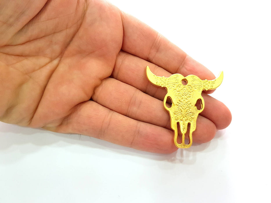 Ox Head Skull Pendant Gold Pendant  Pendant Gold Plated Pendant (48x47mm)  G8531