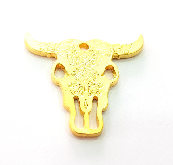 Ox Head Skull Pendant Gold Pendant  Pendant Gold Plated Pendant (48x47mm)  G8531