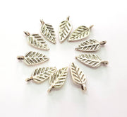 20 Leaf Charm Silver Charms Antique Silver Plated Charms (17x7mm) G8532