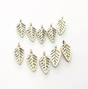 20 Leaf Charm Silver Charms Antique Silver Plated Charms (17x7mm) G8532