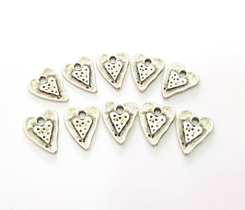 20 Heart Charm Silver Charms Antique Silver Plated Charms (15x11mm) G8533