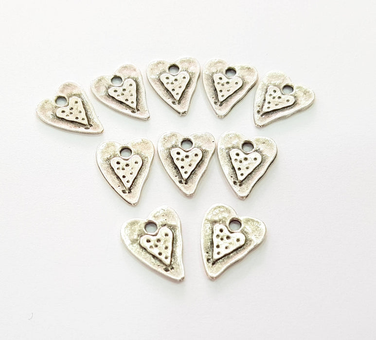 50 Heart Charm Silver Charms Antique Silver Plated Charms (15x11mm) G8533