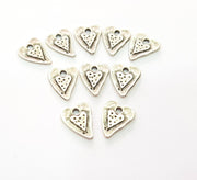 20 Heart Charm Silver Charms Antique Silver Plated Charms (15x11mm) G8533