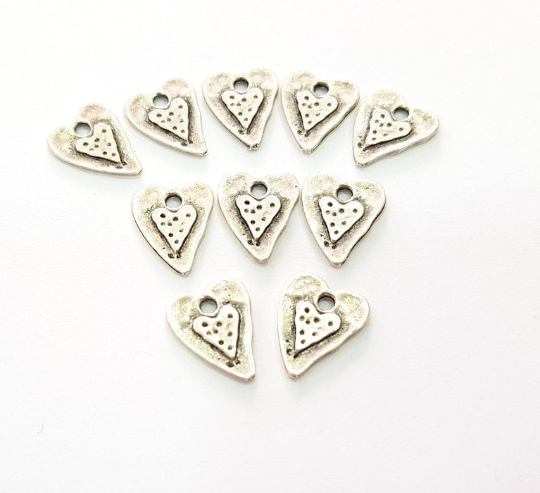 20 Heart Charm Silver Charms Antique Silver Plated Charms (15x11mm) G8533