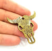 Ox Head Skull Pendant Antique Bronze Plated Pendant (48x47mm) G16454