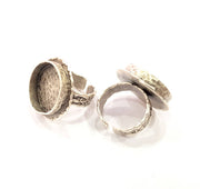 Silver Ring Setting Resin Ring Blank Cabochon Base inlay Ring Mounting Adjustable Ring Base Bezel (20mm)Antique Silver Plated Brass G9853
