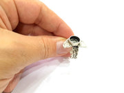 Silver Ring Setting Resin Ring Blank Cabochon Base inlay Ring Mounting Adjustable Ring Base Bezel (10mm)Antique Silver Plated Brass G9116