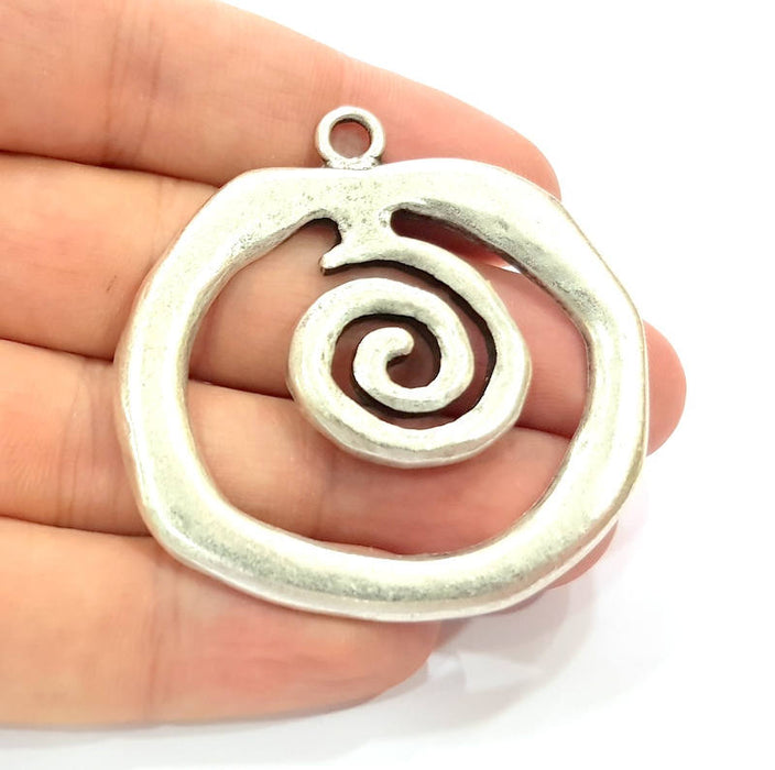 Spiral Pendant Antique Silver Plated Pendants (52x53mm)  G9127