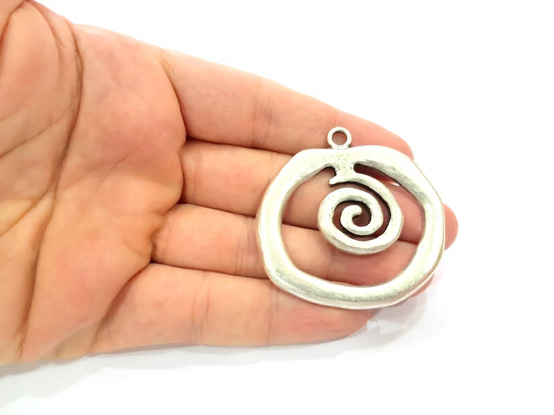 Spiral Pendant Antique Silver Plated Pendants (52x53mm)  G9127