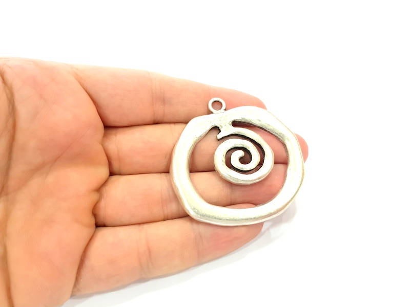 Spiral Pendant Antique Silver Plated Pendants (52x53mm)  G9127