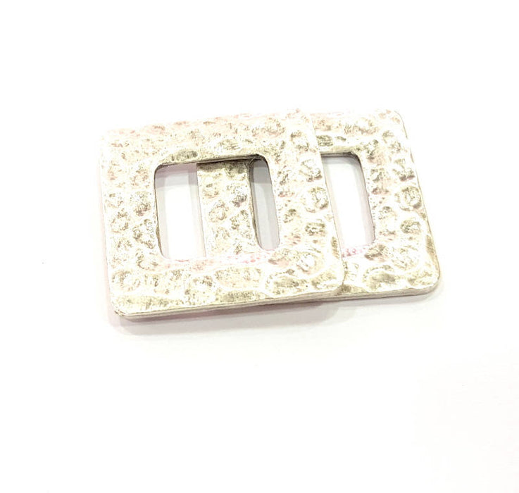 15 Square Pendant Hammered Square Connector Pendant Antique Silver Plated Geometric Pendants (31mm) G9130