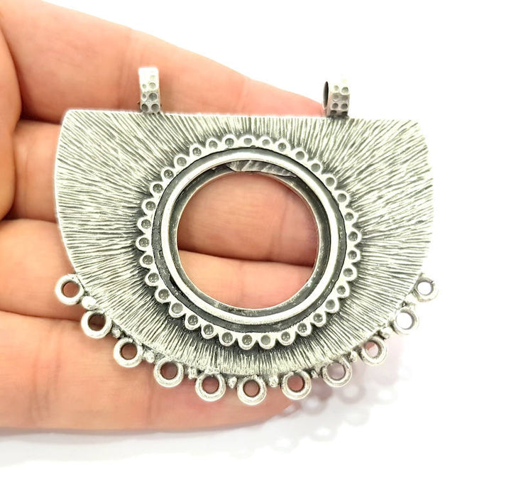 Silver Pendant Connector Antique Silver Plated Collar Pendant (70x58mm) G9134