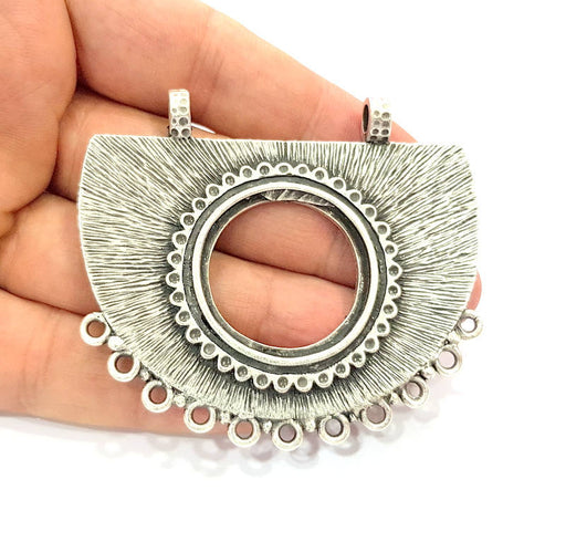 Silver Pendant Connector Antique Silver Plated Collar Pendant (70x58mm) G9134