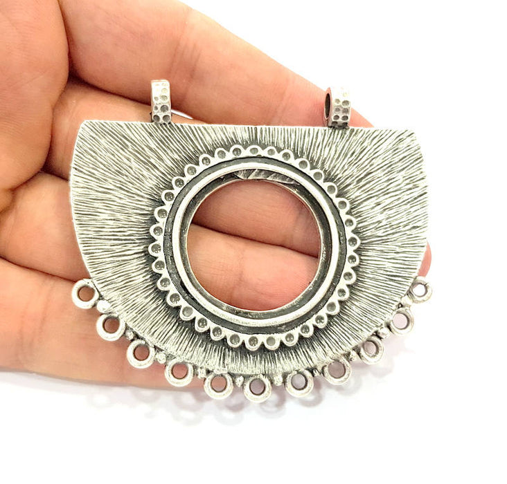 Silver Pendant Connector Antique Silver Plated Collar Pendant (70x58mm) G9134