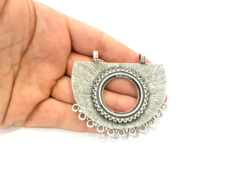Silver Pendant Connector Antique Silver Plated Collar Pendant (70x58mm) G9134