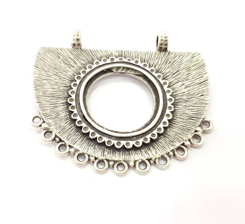 Silver Pendant Connector Antique Silver Plated Collar Pendant (70x58mm) G9134