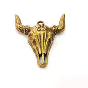 Ox Head Skull Pendant Antique Bronze Plated Pendant (46x38mm) G9151
