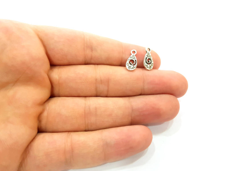 40 Silver Charms Antique Silver Plated Charms (15x6mm) G8538