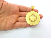 Gold Pendant Blank Base Setting Necklace Blank Resin Blank Mountings Gold Plated Brass ( 49mm blank ) G8539