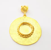 Gold Pendant Blank Base Setting Necklace Blank Resin Blank Mountings Gold Plated Brass ( 49mm blank ) G8539