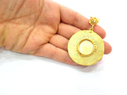 Gold Pendant Blank Base Setting Necklace Blank Resin Blank Mountings Gold Plated Brass ( 49mm blank ) G8539