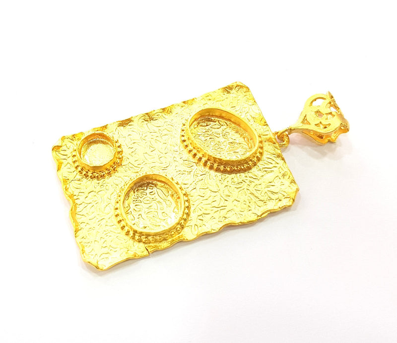 Gold Pendant Blank Base Setting Necklace Blank Resin Blank Mountings Gold Plated Brass ( 58x38mm blank ) G8540