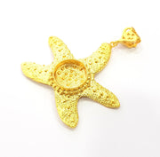 Gold Pendant Blank Base Setting Necklace Blank Resin Blank Mountings Gold Plated Brass ( 73x68mm blank ) G8541