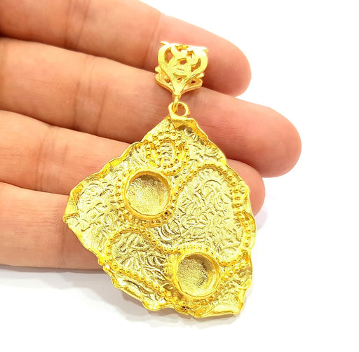 Gold Pendant Blank Base Setting Necklace Blank Resin Blank Mountings Gold Plated Brass ( 52x41mm blank ) G8542