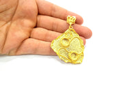 Gold Pendant Blank Base Setting Necklace Blank Resin Blank Mountings Gold Plated Brass ( 52x41mm blank ) G8542