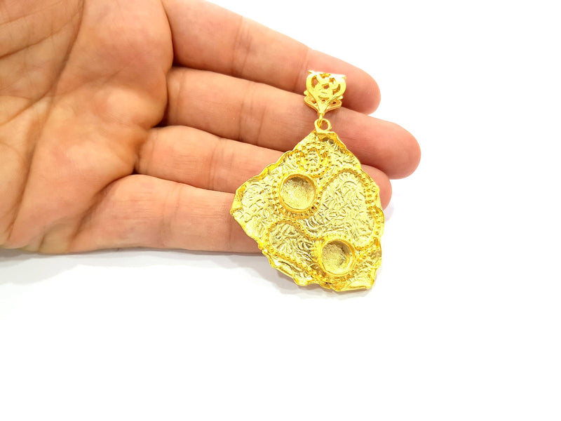 Gold Pendant Blank Base Setting Necklace Blank Resin Blank Mountings Gold Plated Brass ( 52x41mm blank ) G8542
