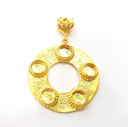 Gold Pendant Blank Base Setting Necklace Blank Resin Blank Mountings Gold Plated Brass ( 48mm blank ) G8543