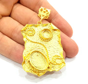 Gold Pendant Blank Base Setting Necklace Blank Resin Blank Mountings Gold Plated Brass ( 45x32mm blank ) G8544