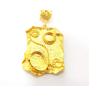 Gold Pendant Blank Base Setting Necklace Blank Resin Blank Mountings Gold Plated Brass ( 45x32mm blank ) G8544