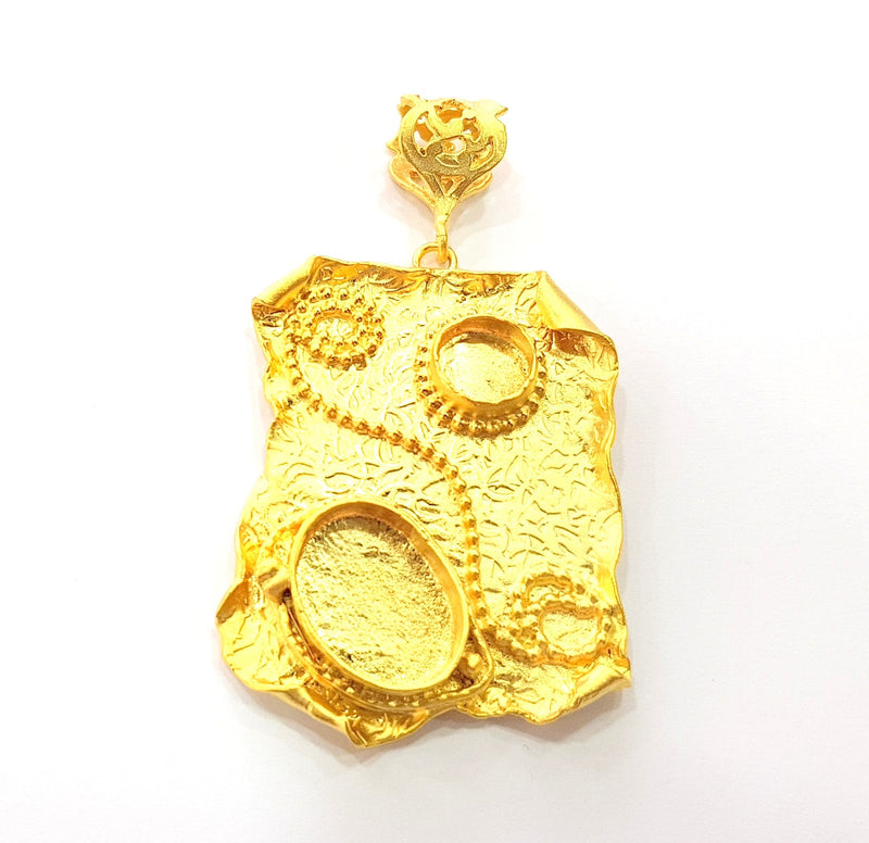 Gold Pendant Blank Base Setting Necklace Blank Resin Blank Mountings Gold Plated Brass ( 45x32mm blank ) G8544