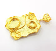 Gold Pendant Blank Base Setting Necklace Blank Resin Blank Mountings Gold Plated Brass ( 45x32mm blank ) G8544