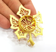 Gold Pendant Blank Base Setting Necklace Blank Resin Blank Mountings Gold Plated Brass ( 62x51mm blank ) G8545